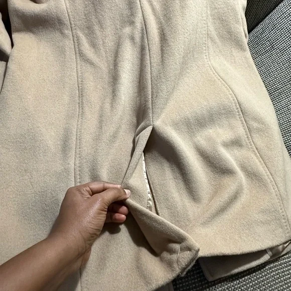 Calvin Klein Wool Polyester Cashmere Blend Tan Camel Coat Jacket - Picture 14 of 16